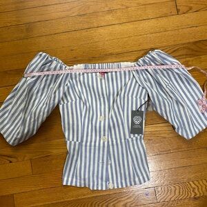 Vince Camuto Blue and White Striped Blouse